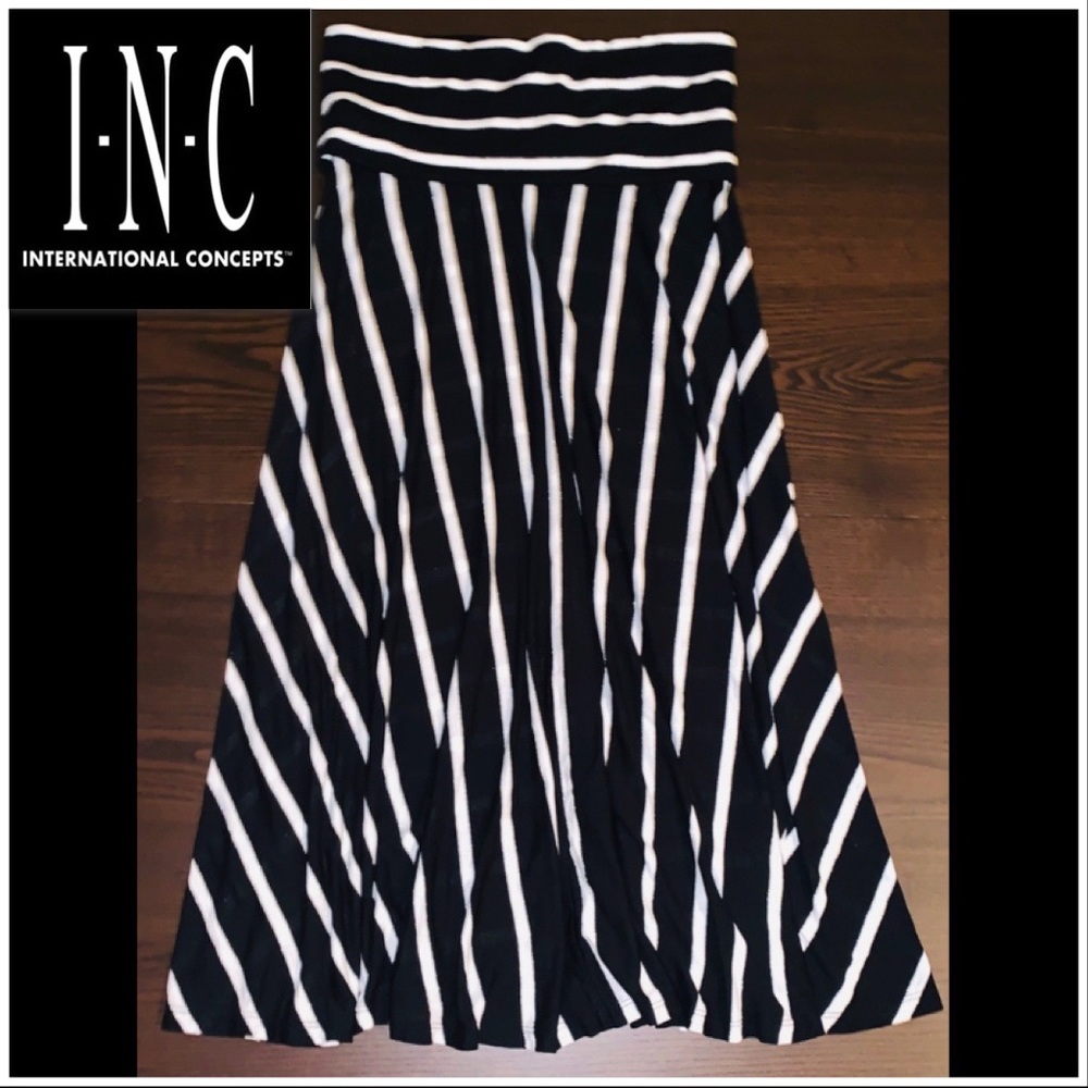 INC International Concepts Black White Maxi Skirt